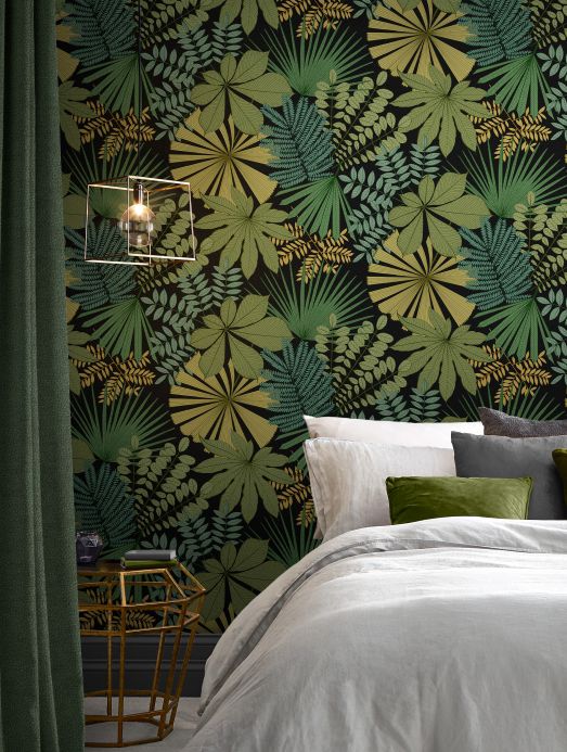 Papel pintado de hojas y follaje Papel pintado Empuria tonos de verde Ver habitación