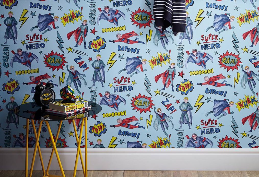 Children’s Wallpaper Wallpaper Herculan blue Room View