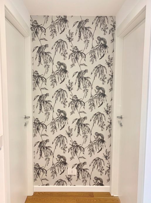 Monkey Wallpaper Wallpaper Lunar black grey Room View