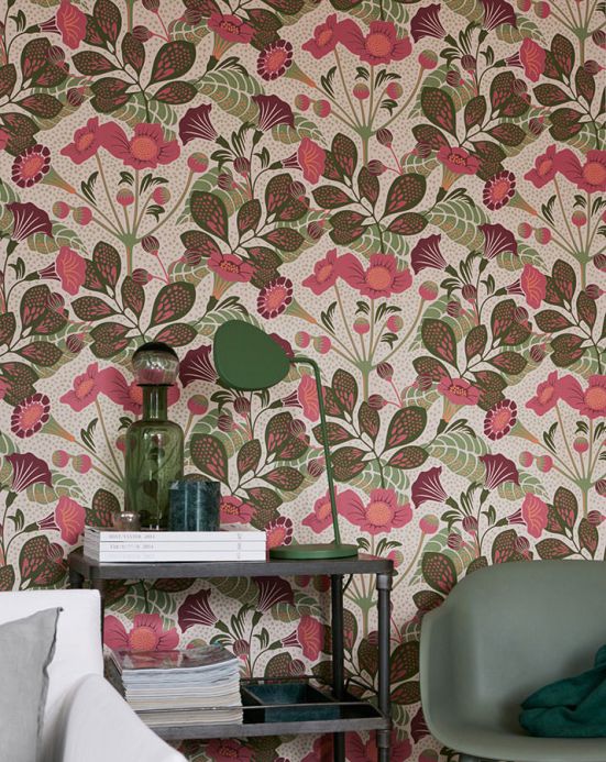 Green Wallpaper Wallpaper Ancasi antique pink Room View