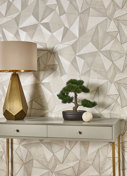 Geometric Wallpaper Wallpaper Mirage grey beige shimmer Room View