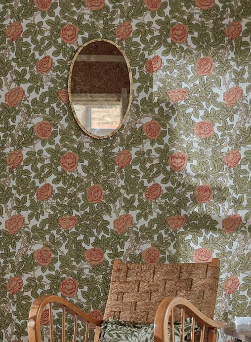 Wallpaper Wallpaper Rambling Rose coral red Room View