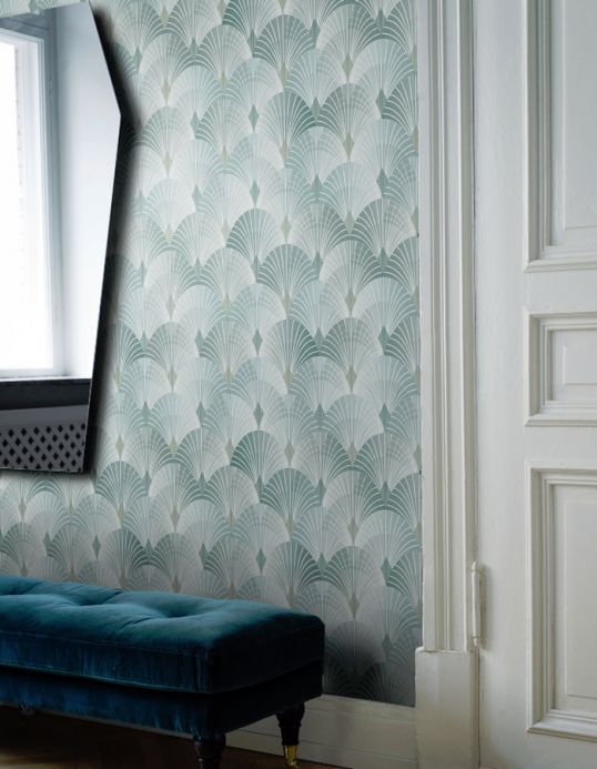 Geometric Wallpaper Wallpaper Sabia mint turquoise Room View
