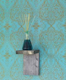 Papel de parede Rosmerta azul turquesa