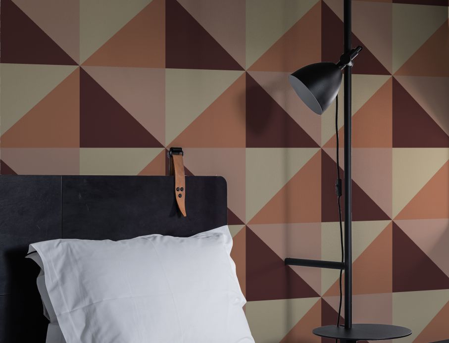 Geometric Wallpaper Wallpaper Estasi beige red Room View