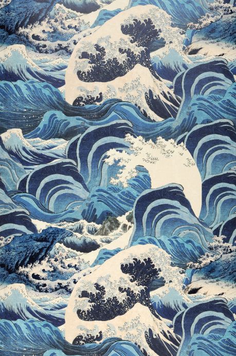 Maritime Wallpaper Wallpaper Sea Waves shades of blue Roll Width