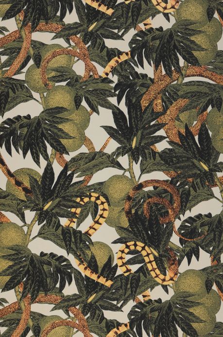Wallpaper Wallpaper Jungle Snakes olive green Roll Width