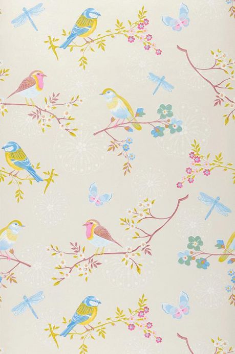 Bird Wallpaper Wallpaper Audrey cream white pearl lustre Roll Width