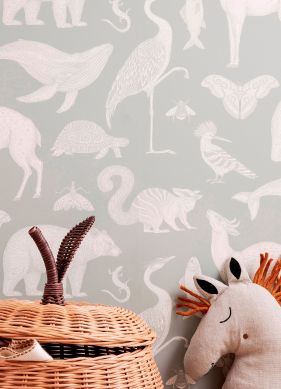 Wallpaper Animal mint grey Raumansicht