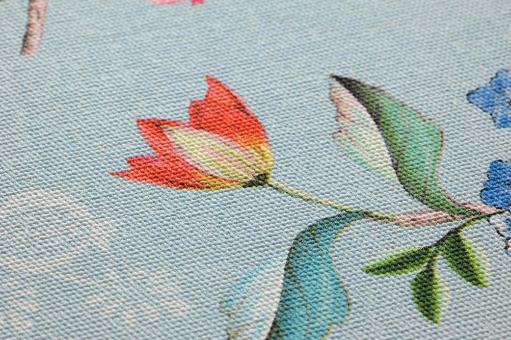 Floral Wallpaper Wallpaper Vanity light blue Detail View