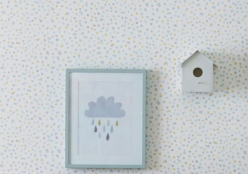 Paper-based Wallpaper Wallpaper Uncountable Dots mint turquoise Room View