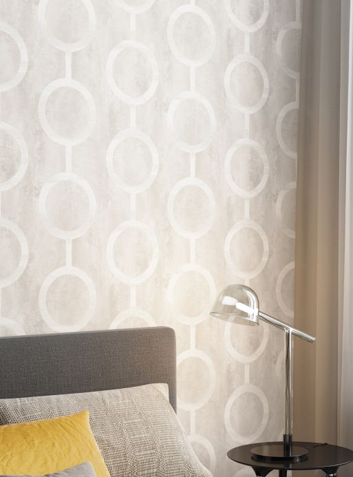Geometric Wallpaper Wallpaper Florin light beige grey Room View