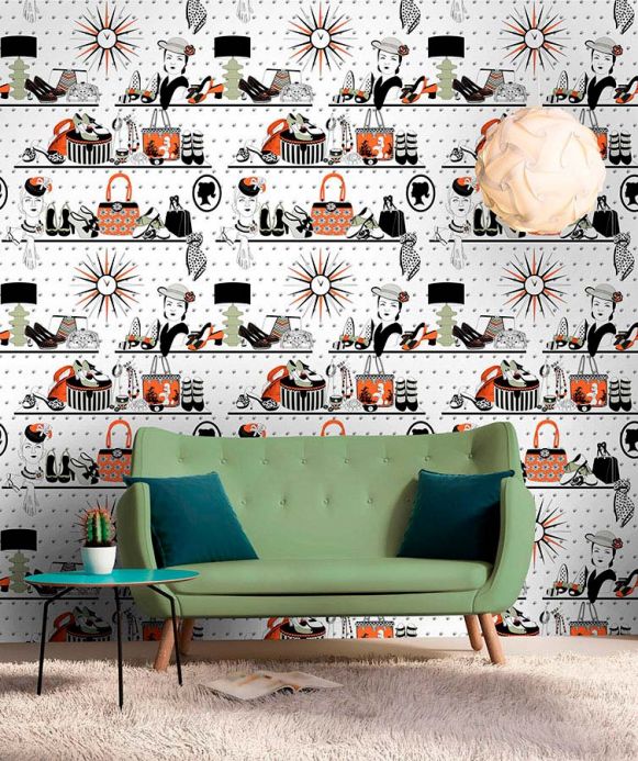 Black Wallpaper Wallpaper Accessories red orange Room View