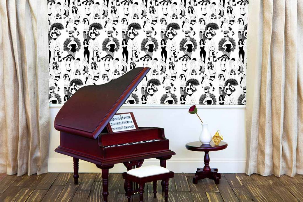 Black Wallpaper Wallpaper Burlesque black Room View