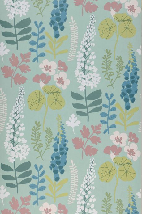 Floral Wallpaper Wallpaper Luzie mint turquoise Roll Width