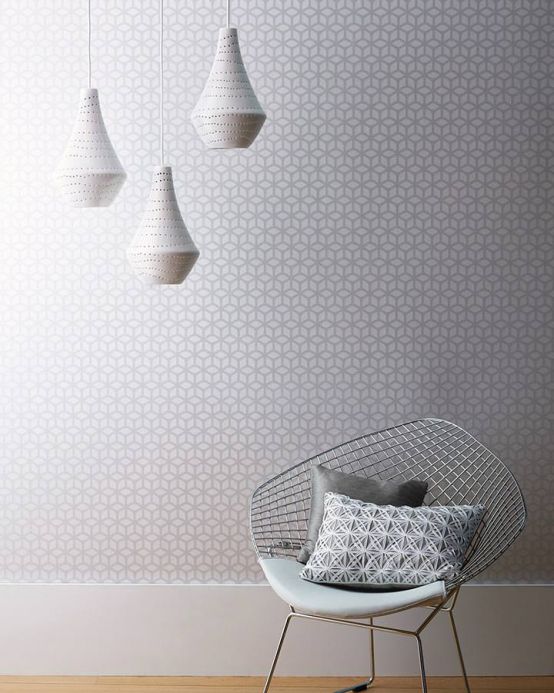 Geometric Wallpaper Wallpaper Zelor cream white Room View