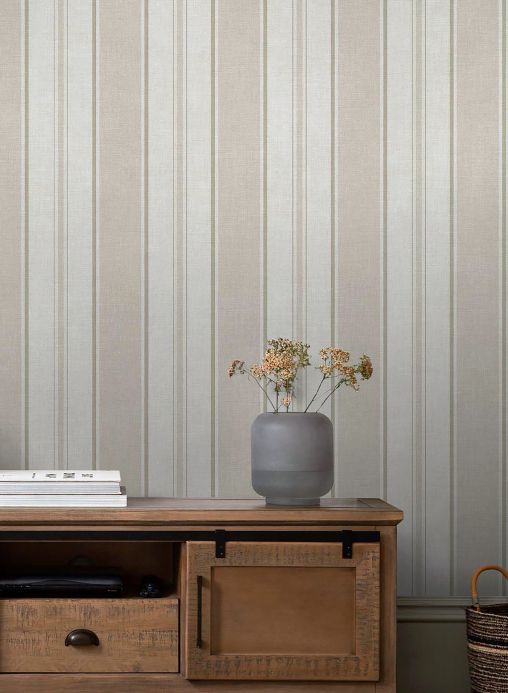 Striped Wallpaper Wallpaper Suro light grey beige Room View