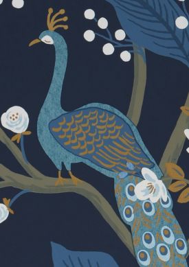 Peacock Tree Stahlblau Muster