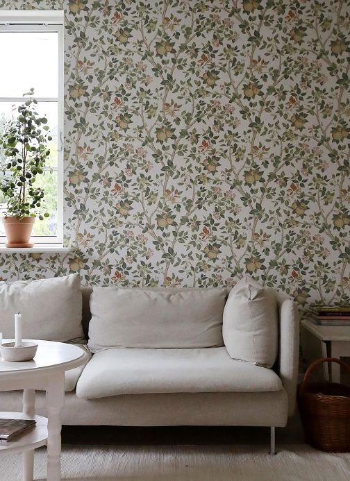 Papel pintado botánico Papel pintado Malin blanco Ver habitación