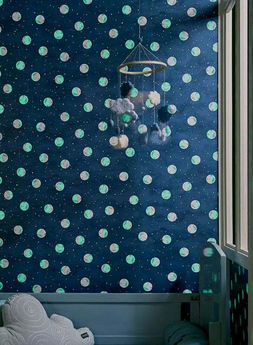 Papel de parede infantil Papel de parede Antonin azul safira Ver quarto