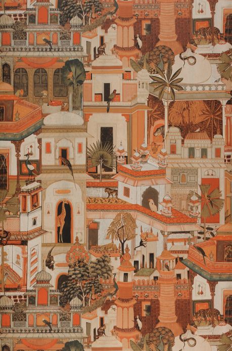 Papel pintado oriental Papel pintado Casablanca tonos anaranjados Ancho rollo
