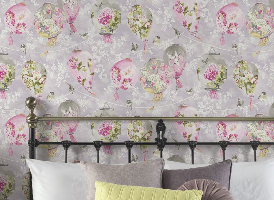 Archiv Wallpaper Japanese Laterns rose Room View