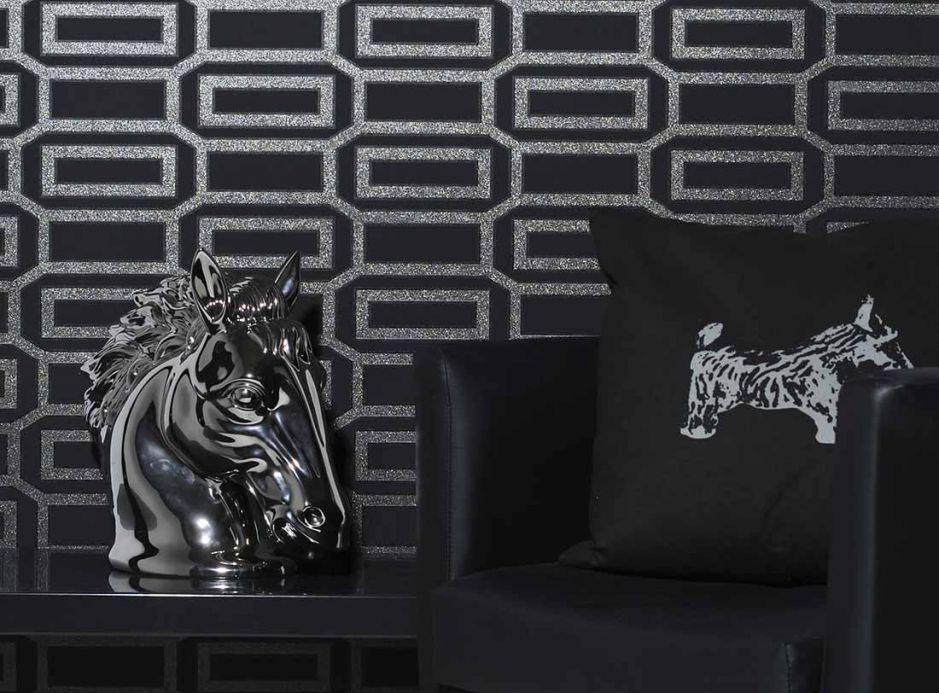Archiv Wallpaper Olymp silver grey shimmer Room View