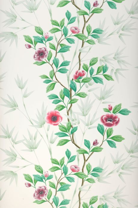 Papel de parede floral Papel de parede Elisabeth tons de vermelho Largura do rolo