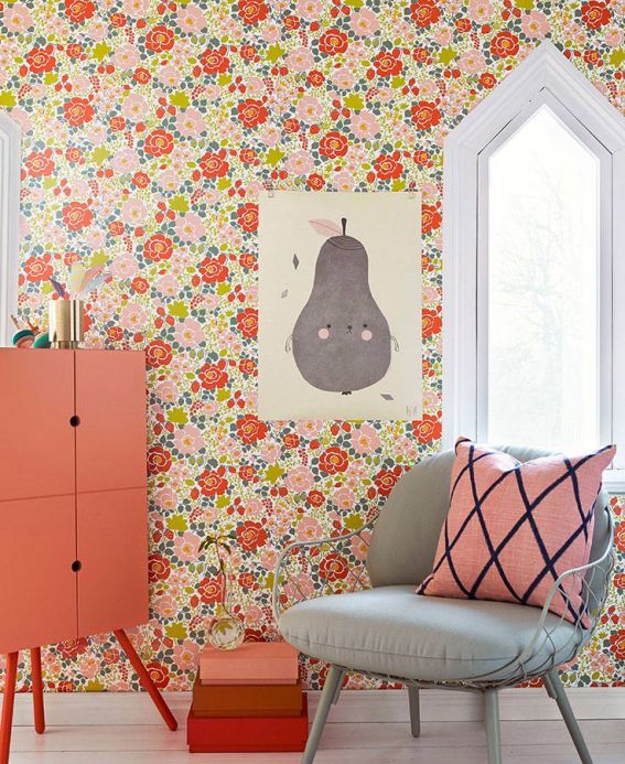 Pink Wallpaper Wallpaper Morgana red orange Room View