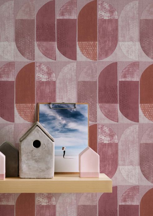 Geometric Wallpaper Wallpaper Juniper red violet Room View
