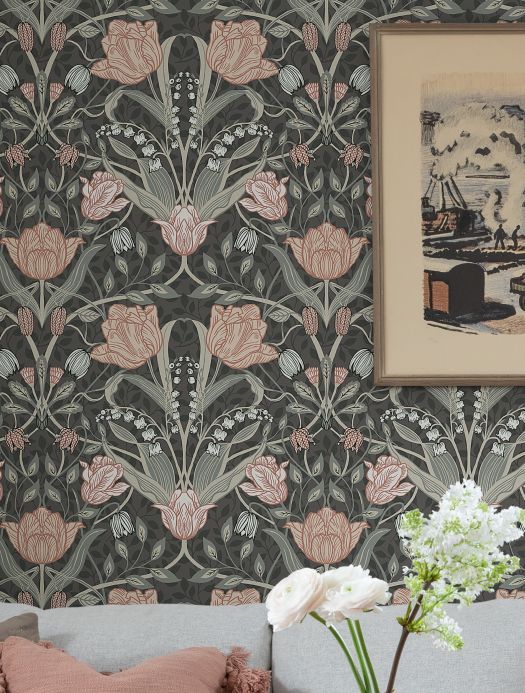 Art Nouveau Wallpaper Wallpaper Anita grey Room View