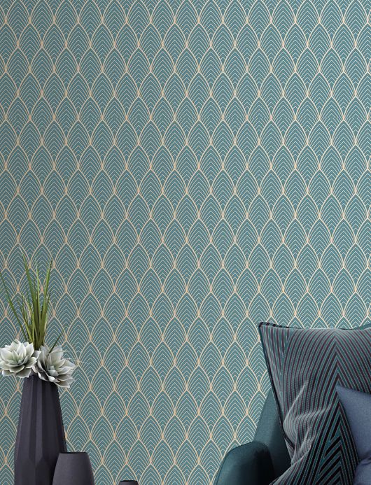 Gastronomy Wallpaper Wallpaper Soana light blue Room View