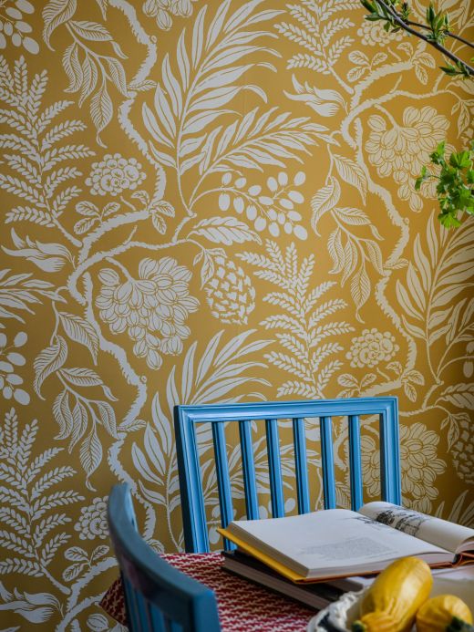 Leaf and Foliage Wallpaper Wallpaper Cornucopia ochre yellow Room View