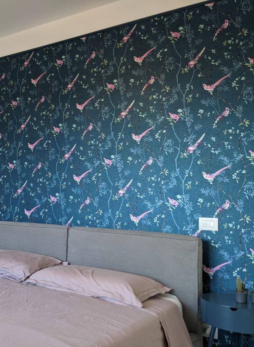 Oriental Wallpaper Wallpaper Comtesse ocean blue Room View