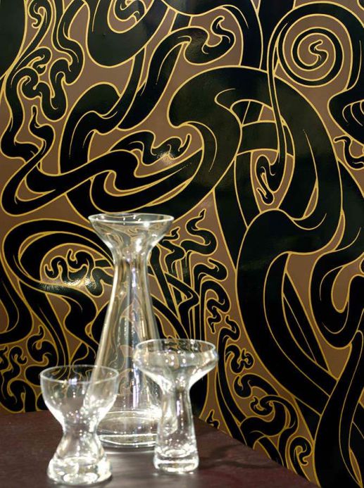 Designer Wallpaper Flower of Love black lacquer Room View