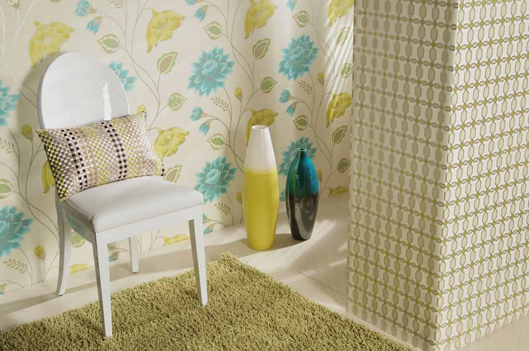Archiv Wallpaper Olina pastel turquoise Room View