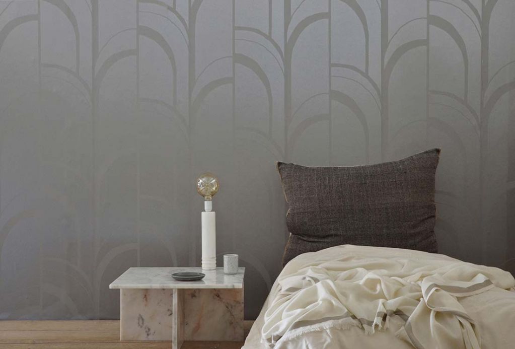 Art Deco Wallpaper Wallpaper Arches platinum grey Room View