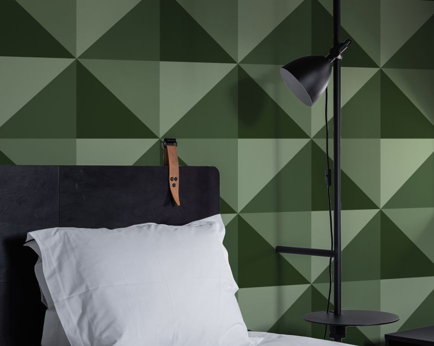 Papel de parede geométrico Papel de parede Estasi verde Ver ambiente