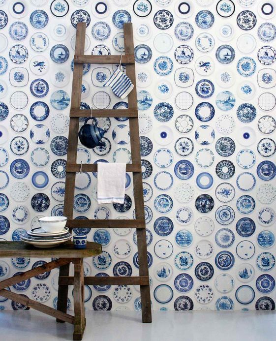 Studio Ditte Wallpaper Wallpaper Porcellain 02 blue Room View