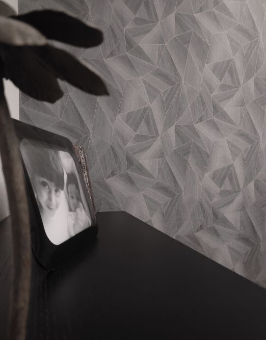 Geometric Wallpaper Wallpaper Zoras grey Room View