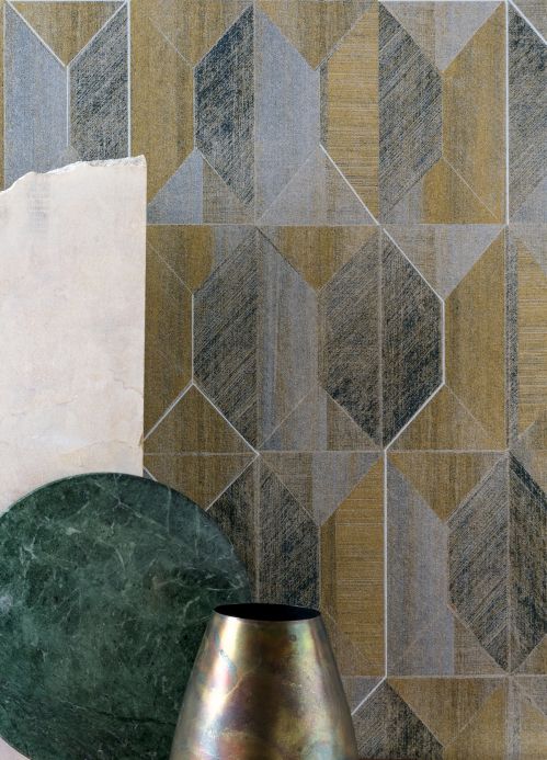 Geometric Wallpaper Wallpaper Moura matt gold Room View