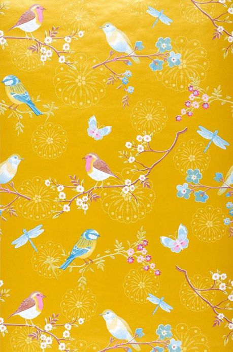 Bird Wallpaper Wallpaper Audrey golden yellow Roll Width