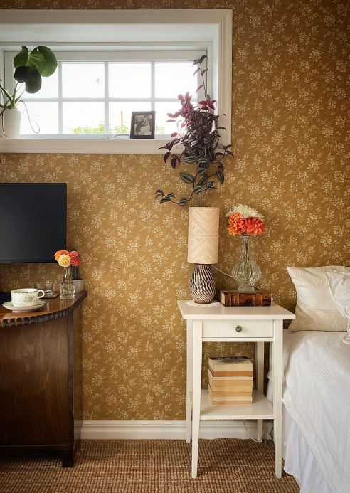 Floral Wallpaper Wallpaper Patricia ochre Room View