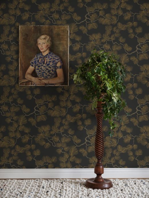 Material Wallpaper Pine gold shimmer Room View