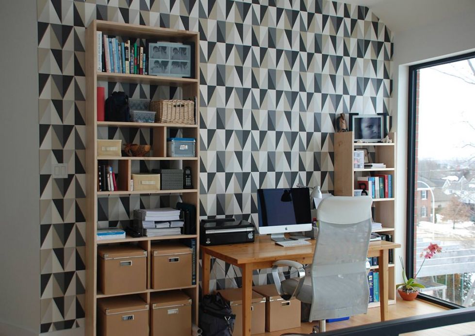 Geometric Wallpaper Wallpaper Lenus anthracite grey Room View