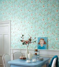 Wallpaper Sanja pastel turquoise pearl lustre