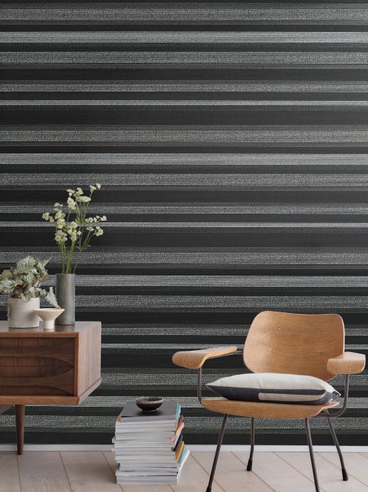 Striped Wallpaper Wallpaper Tekin pearl dark grey Room View