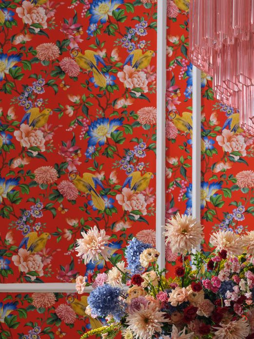 Papel de parede floral Papel de parede Aranza vermelho Ver ambiente