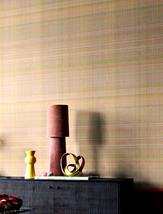 Beige Wallpaper Wallpaper Miami Plaid yellow hues Room View