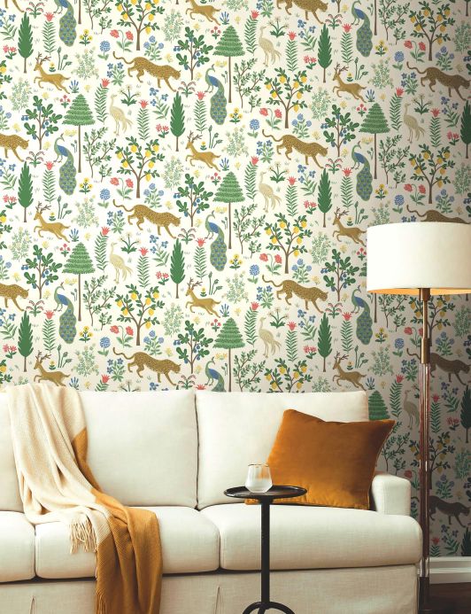 Rifle Paper Wallpaper Wallpaper Menagerie white Room View
